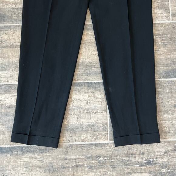 90s Gianni Sport 100% Wool High Rise Black Pleated Trousers Size 6 USA Made - Picture 9 of 13